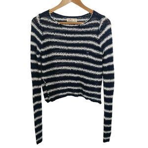 Hollister Juniors Size XS Sweater Blue White Striped Long Sleeves